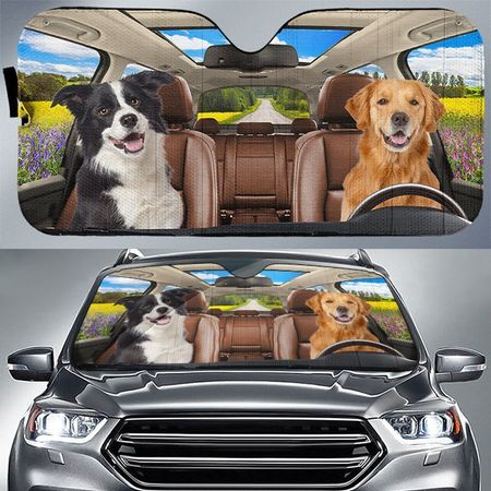 Benutzerdefinierte Foto haben Spaß zusammen - Hund & Katze personalisierte benutzerdefinierte Auto Windschutzscheibe Sonnenschutz, Autofenster Schutz - Geschenk für Tierbesitzer, Tierliebhaber